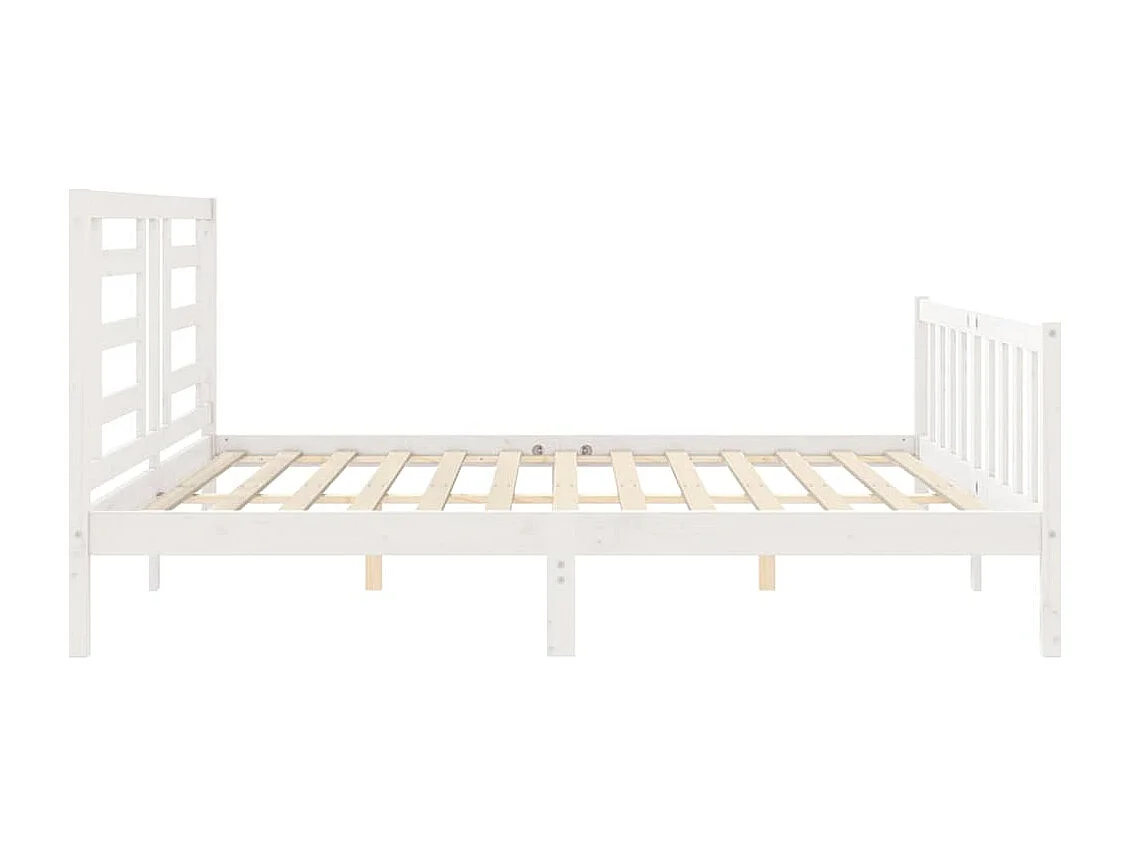 Cadre de lit sans matelas blanc 200x200 cm bois massif de pin