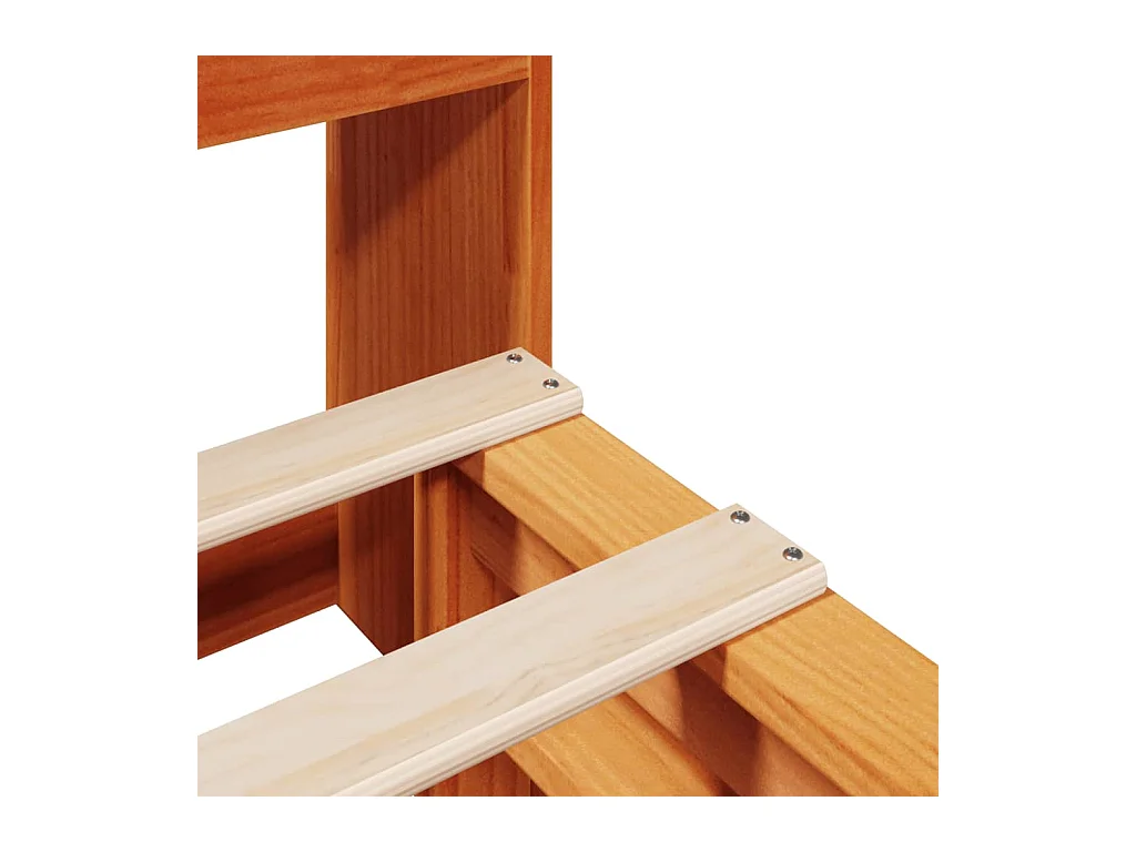 Cama librería sin colchón, color marrón cera, 160x200cm, madera maciza