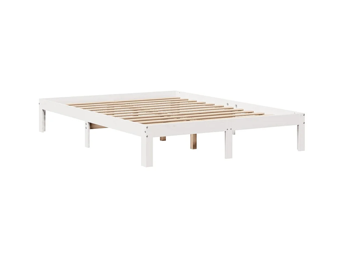 Cama librería blanca sin colchón 140x200 cm madera maciza de pino