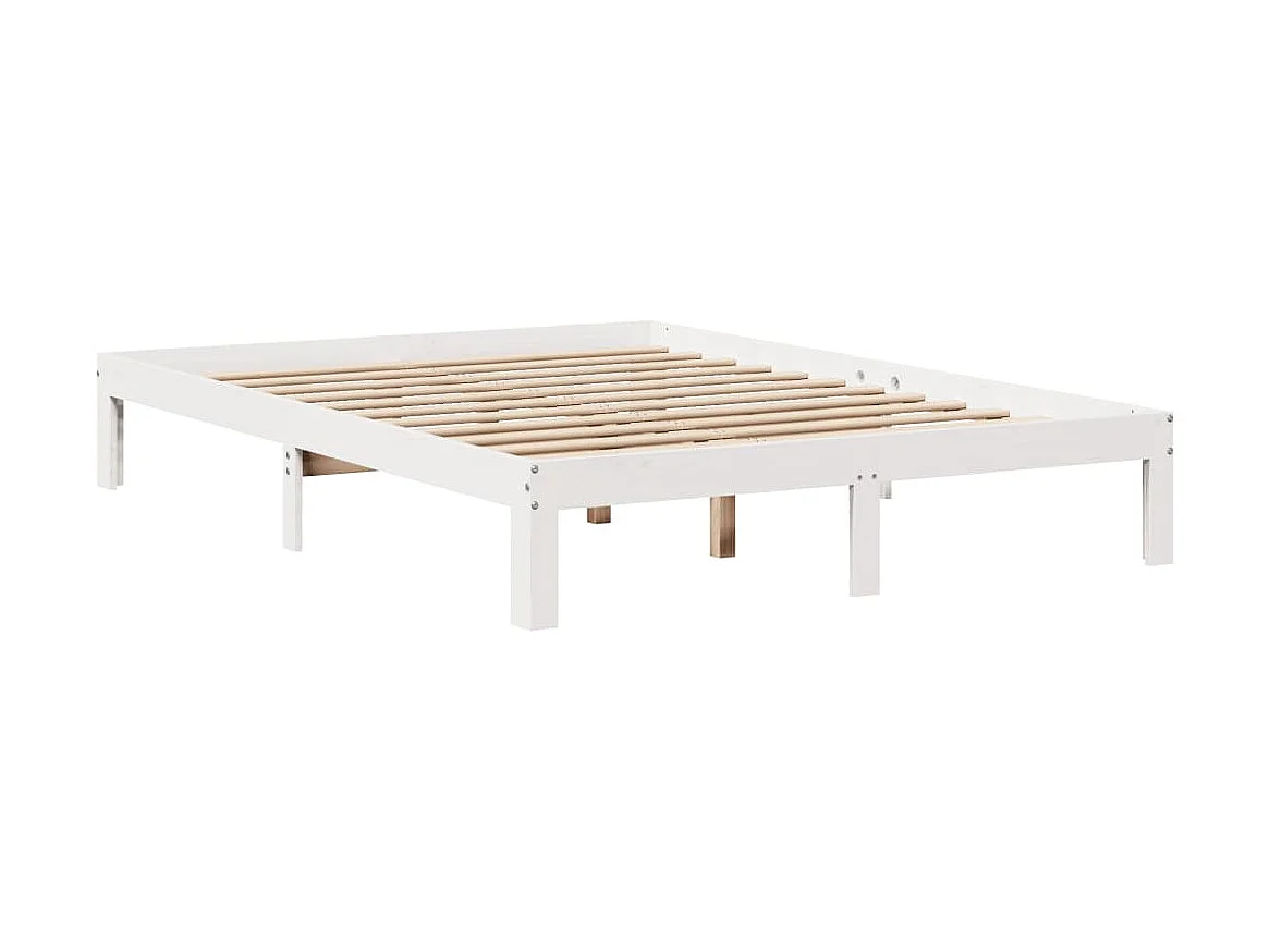 Cama librería blanca sin colchón 140x200 cm madera maciza de pino
