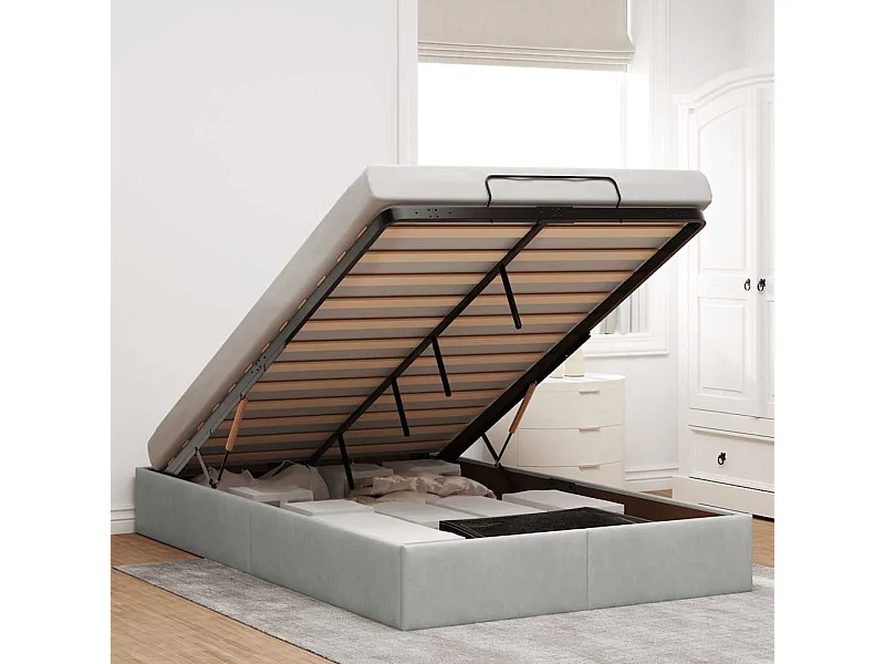 Ottomaanse bedframe zonder matras lichtgrijs 120x200 cm fluweel