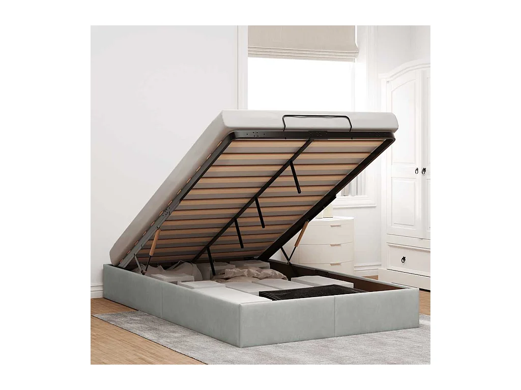 Ottomaanse bedframe zonder matras lichtgrijs 120x200 cm fluweel