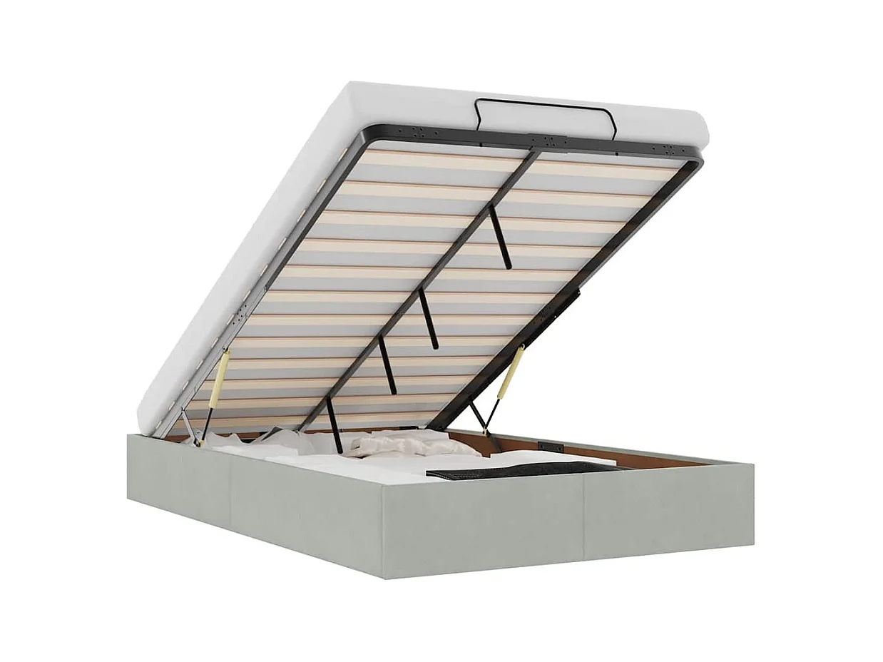 Ottomaanse bedframe zonder matras lichtgrijs 120x200 cm fluweel