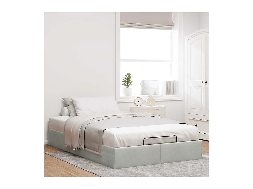 Ottomaanse bedframe zonder matras lichtgrijs 120x200 cm fluweel