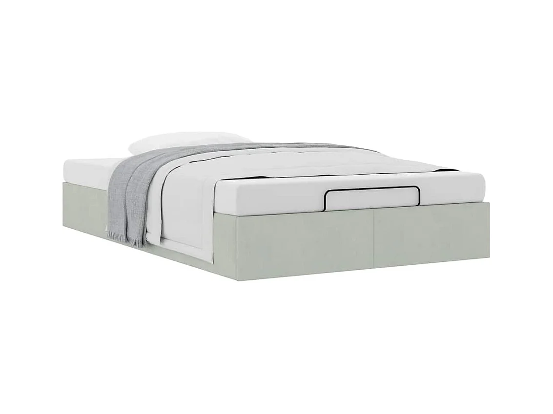 Ottomaanse bedframe zonder matras lichtgrijs 120x200 cm fluweel