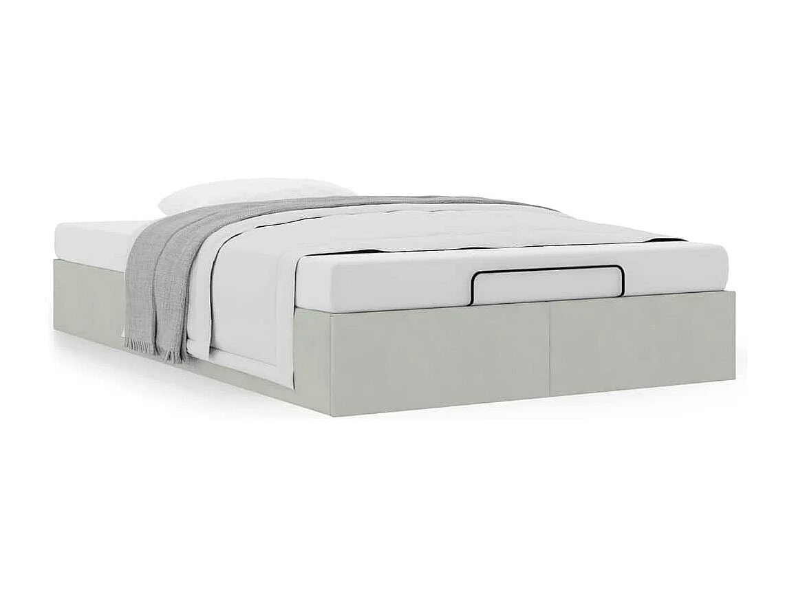 Cadre de lit ottoman sans matelas gris clair 120x200 cm velours