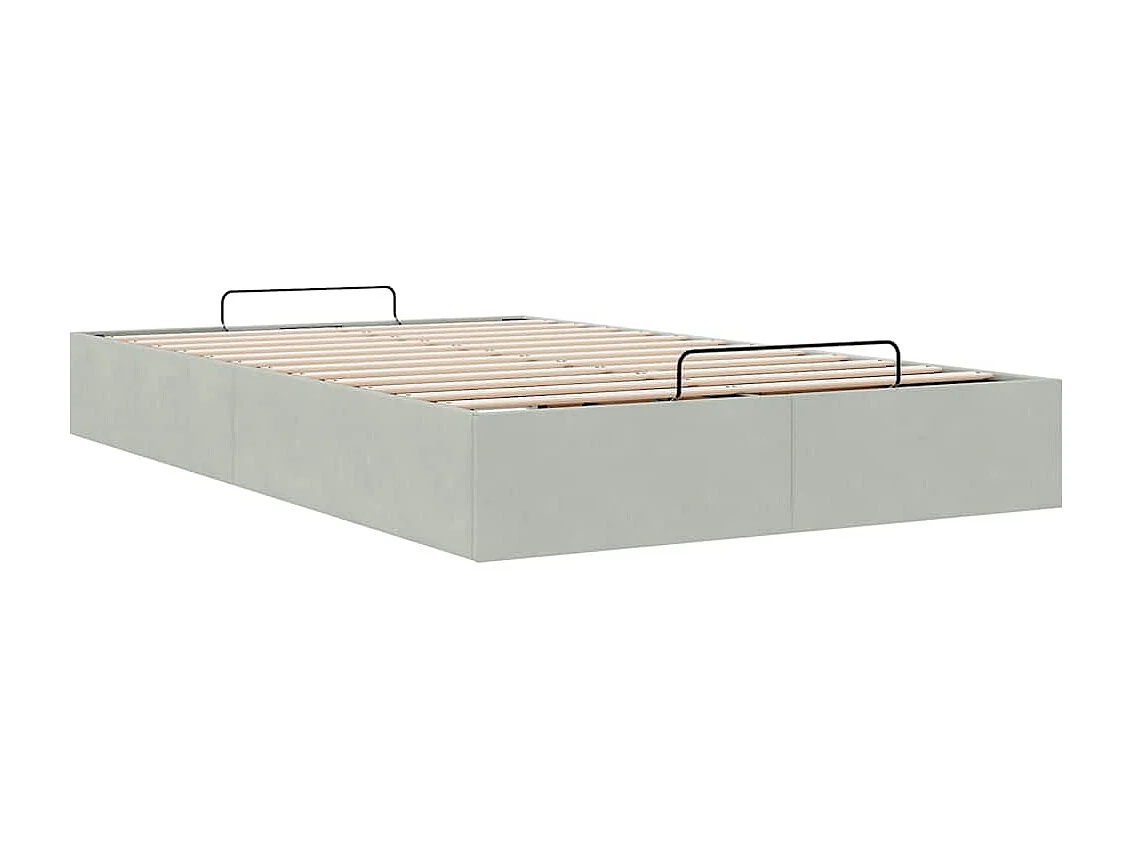 Cadre de lit ottoman sans matelas gris clair 120x200 cm velours