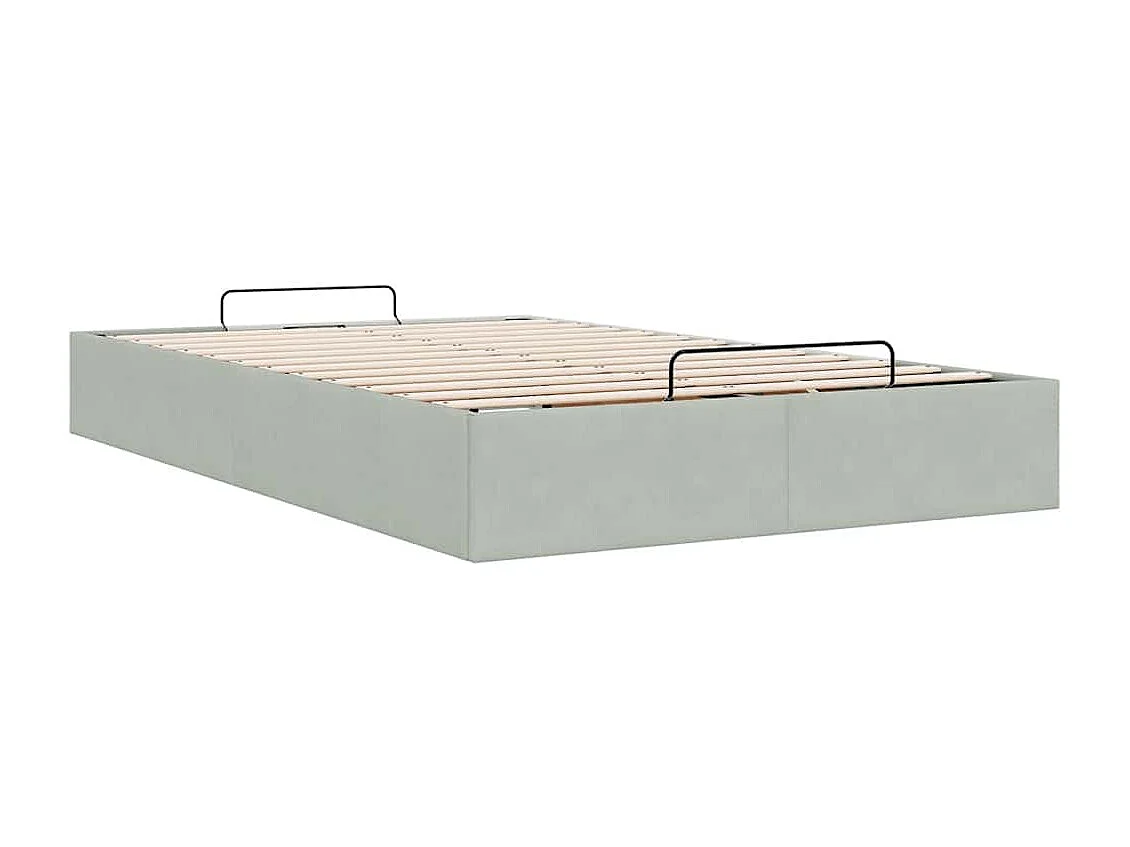 Cadre de lit ottoman sans matelas gris clair 120x200 cm velours