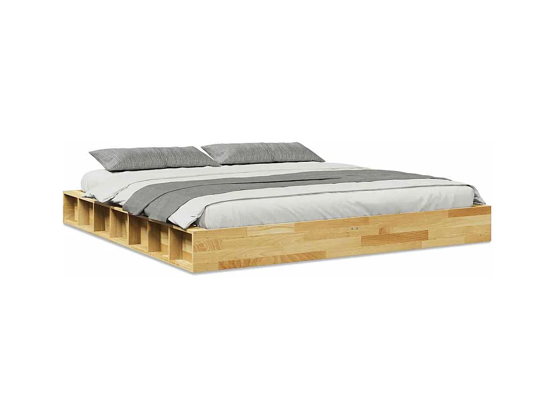 Cadre de lit sans matelas 180x200 cm bois massif de chêne