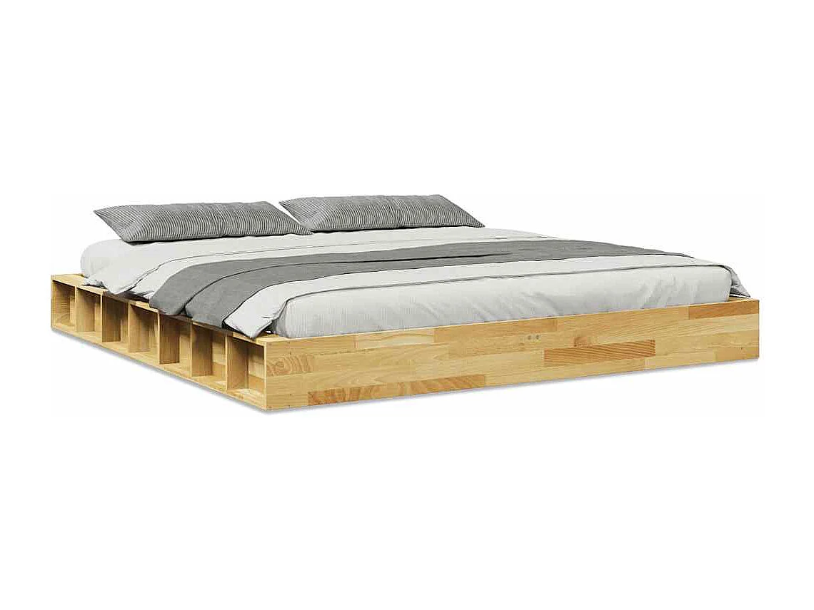 Cadre de lit sans matelas 180x200 cm bois massif de chêne