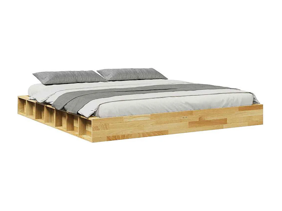 Cadre de lit sans matelas 180x200 cm bois massif de chêne