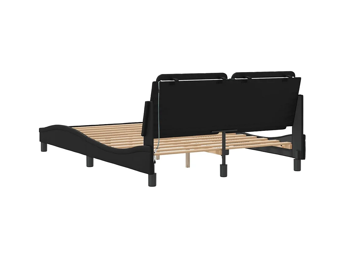 Bedframe met LED zonder matras zwart 140x190 cm