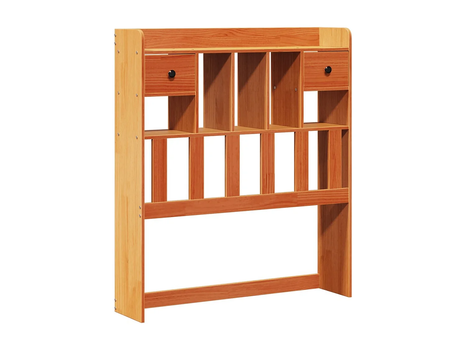 Letto libreria senza materasso, cera marrone, 100x200 cm, pino massiccio