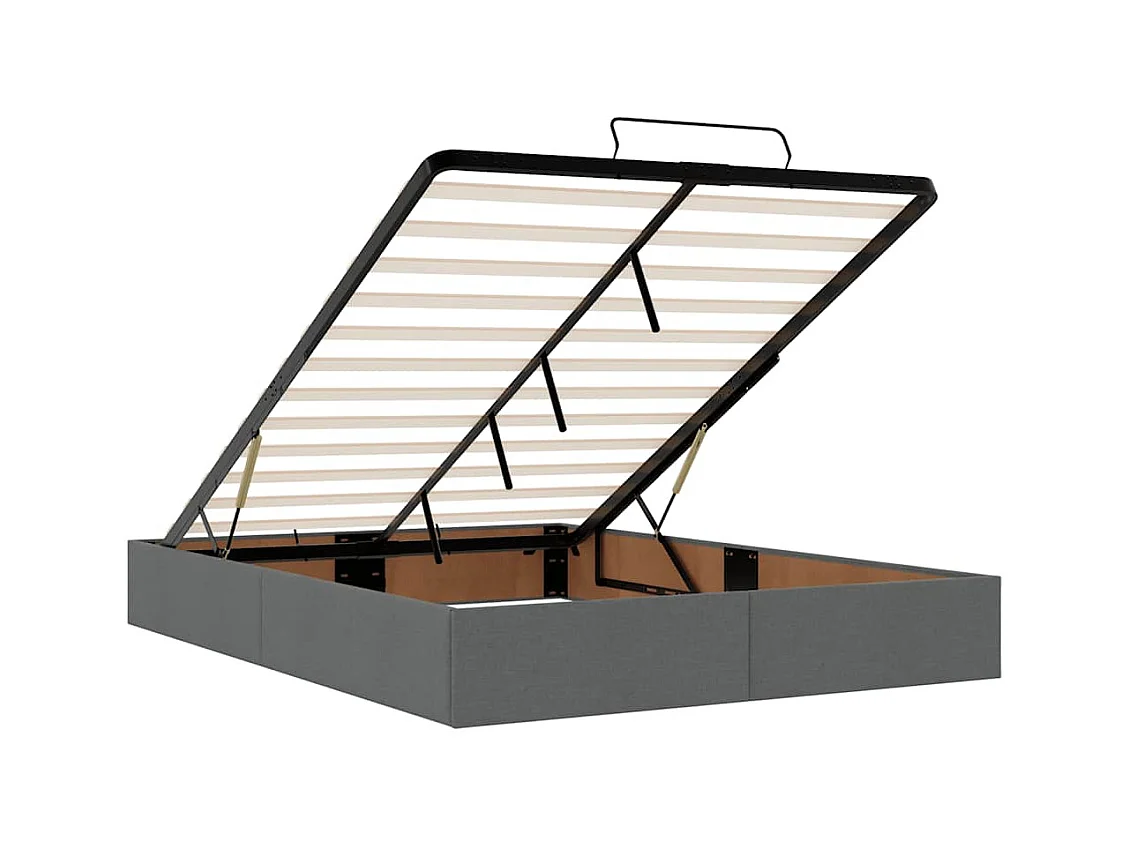Cadre de lit ottoman sans matelas gris foncé 140x200 cm tissu