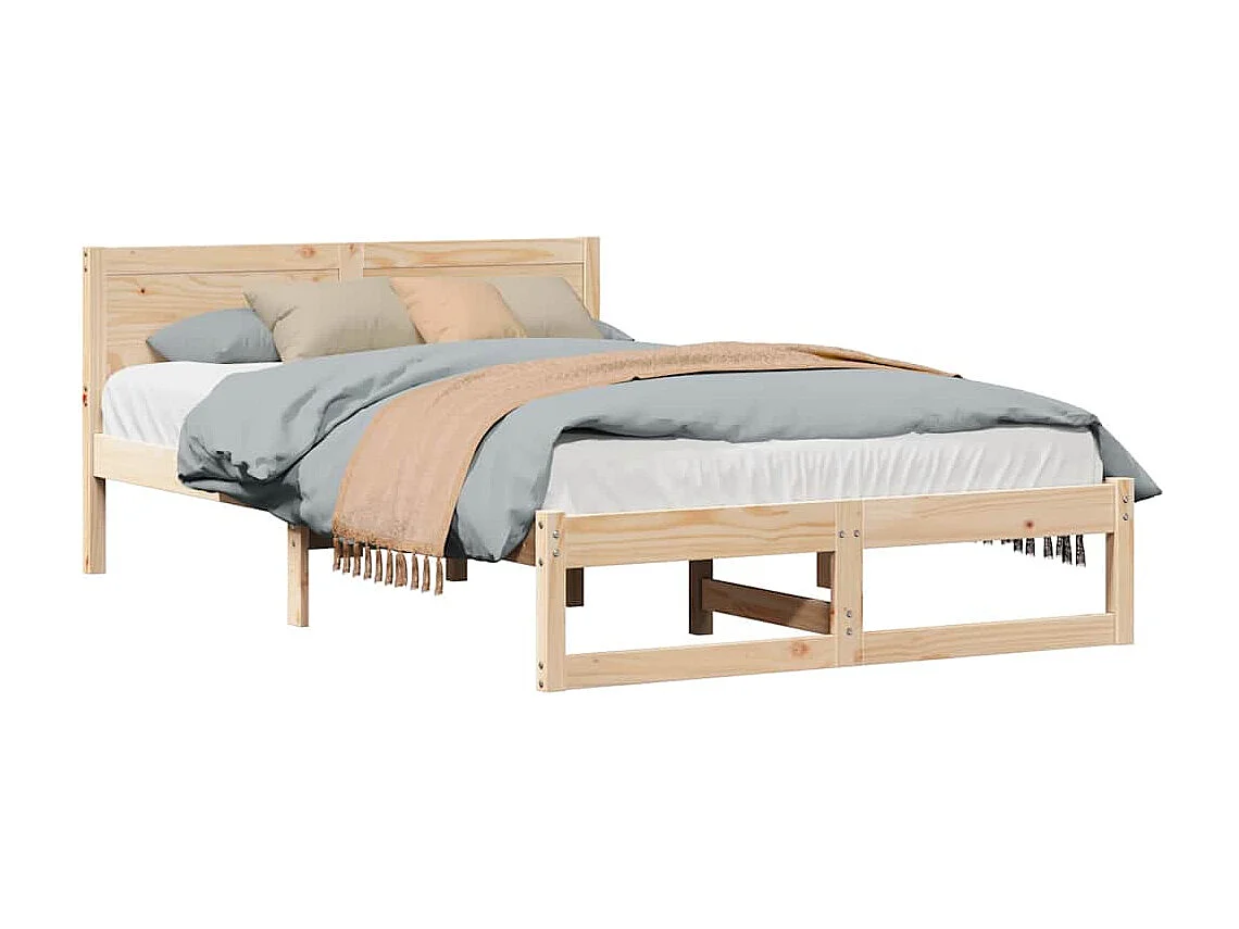 Estructura de cama marrón 120 x 200 cm madera maciza de pino