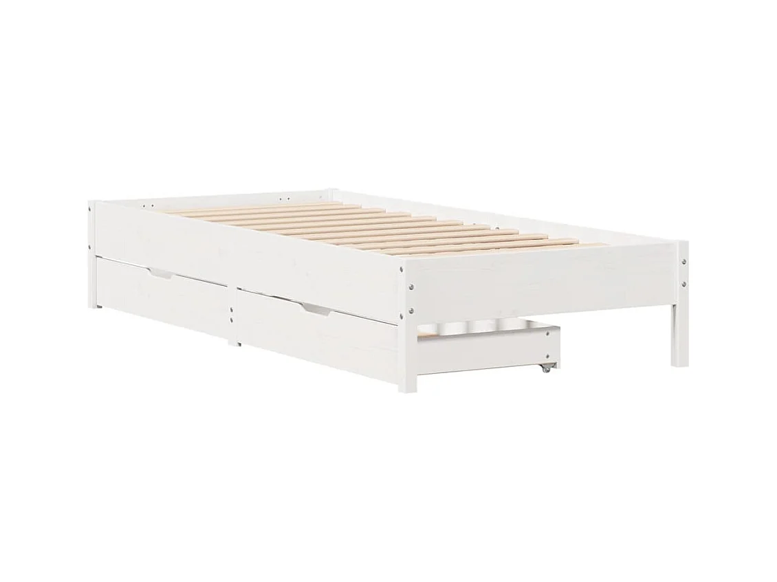 Struttura letto senza materasso bianco 75x190 cm in legno massello di pino