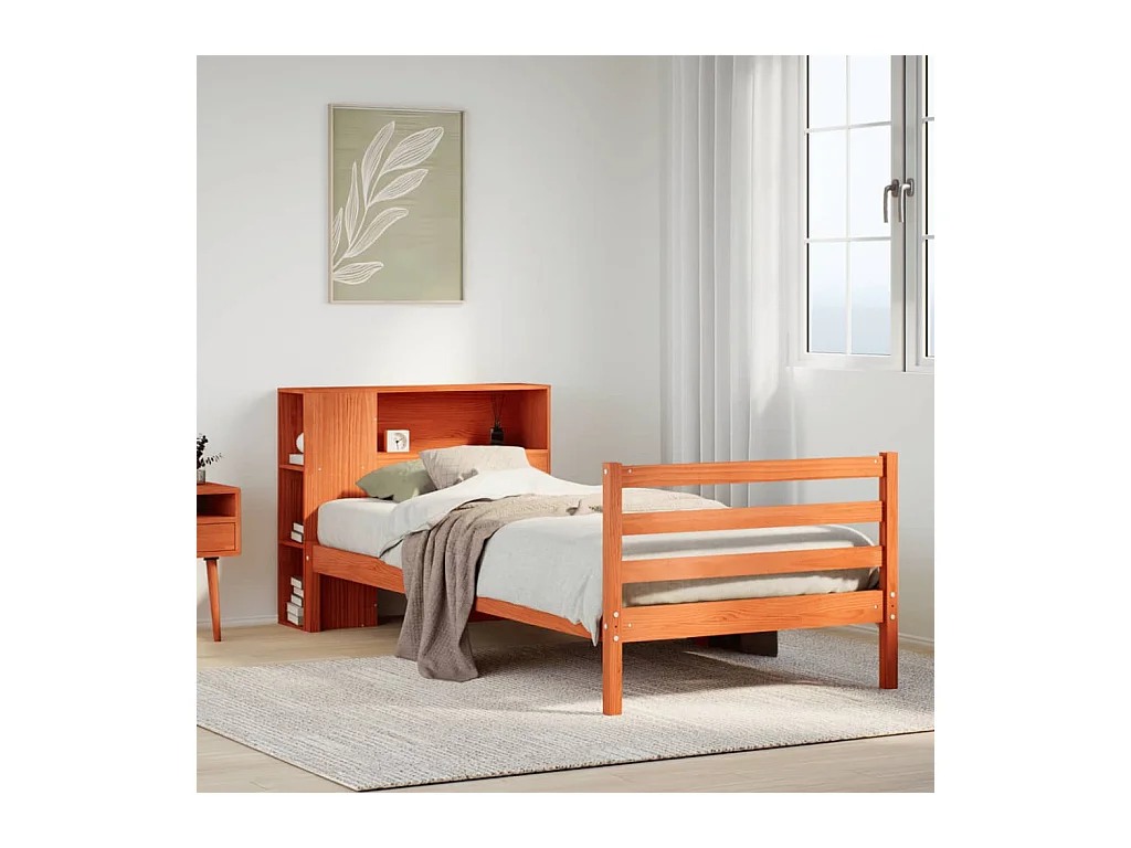 Boekenkastbed zonder matras, bruine was, 100x200cm, massief hout