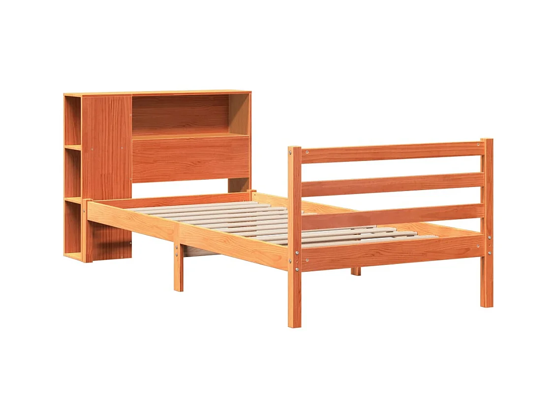 Boekenkastbed zonder matras, bruine was, 100x200cm, massief hout