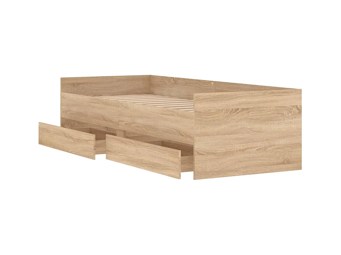 Estructura de cama sin colchón roble Sonoma 75x190 cm