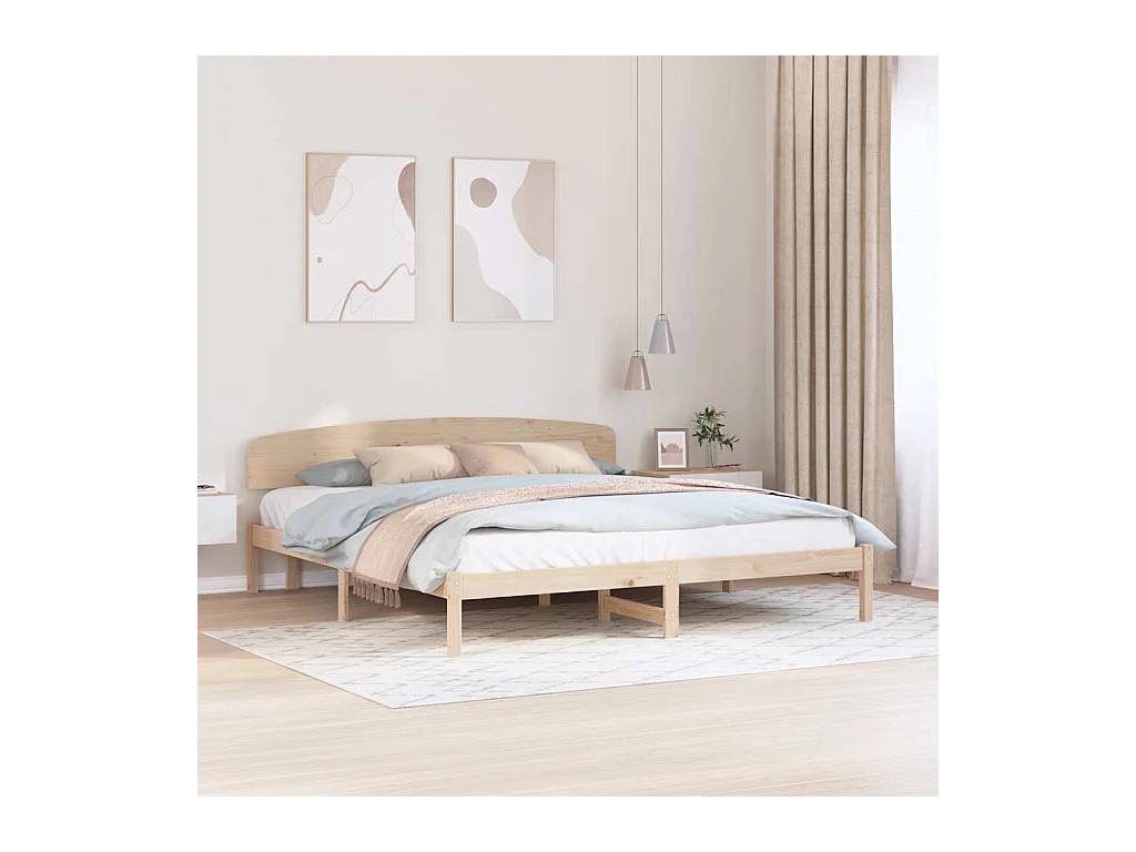 Estructura de cama marrón 200 x 200 cm madera maciza de pino