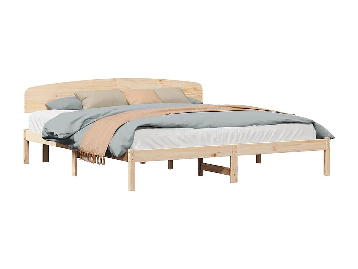 Bruin bedframe 200 x 200 cm massief grenenhout