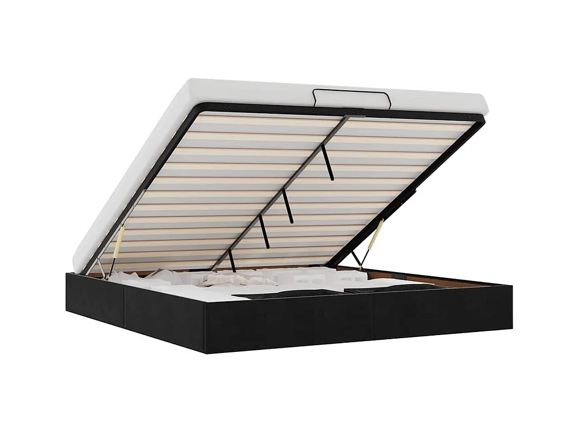 Cadre de lit ottoman avec matelas noir 180x200 cm velours