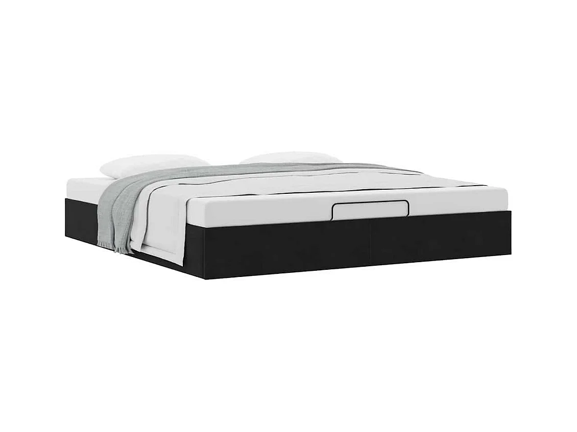 Cadre de lit ottoman avec matelas noir 180x200 cm velours
