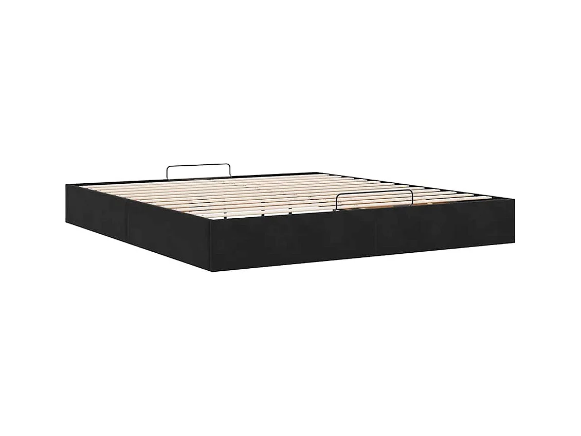 Cadre de lit ottoman avec matelas noir 180x200 cm velours