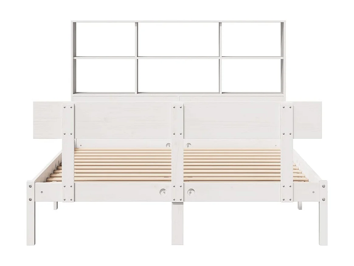 Lit bibliothèque sans matelas blanc 140x200 cm bois pin massif