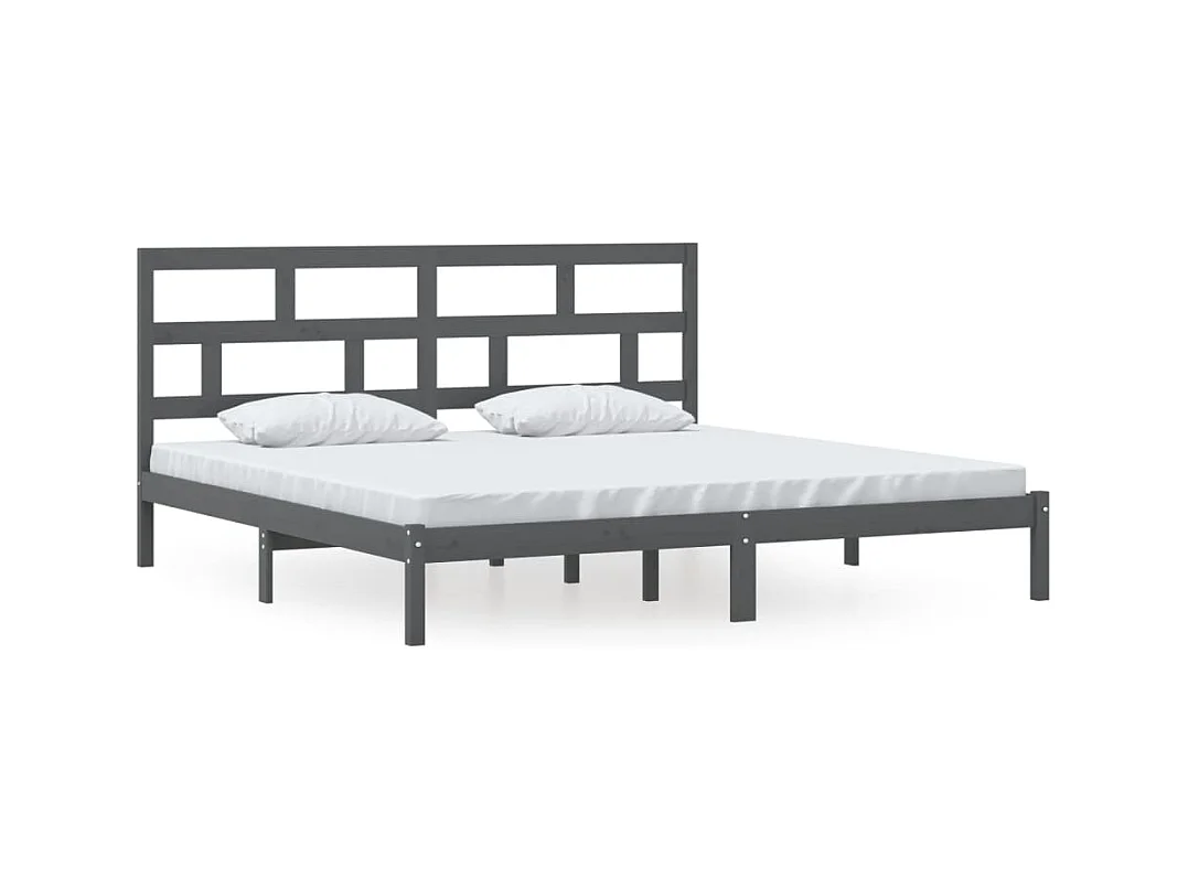 Struttura letto senza materasso Grigio Legno massello di pino 200x200 cm