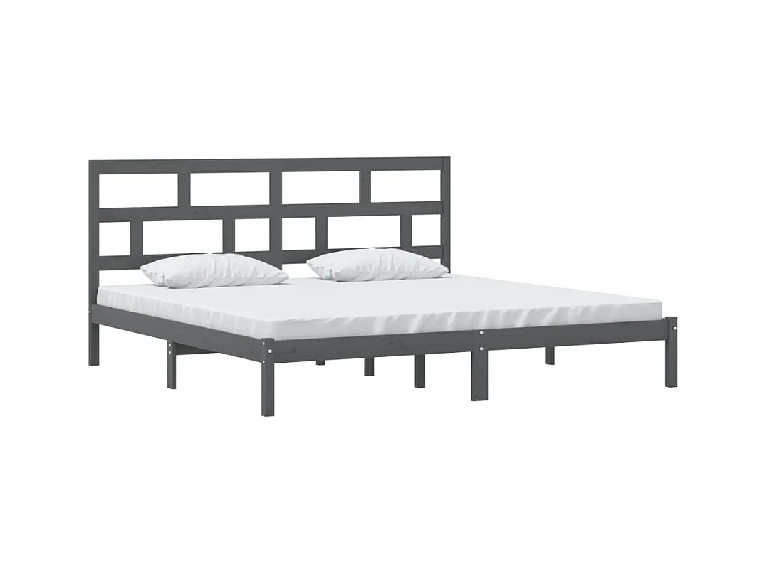 Struttura letto senza materasso Grigio Legno massello di pino 200x200 cm