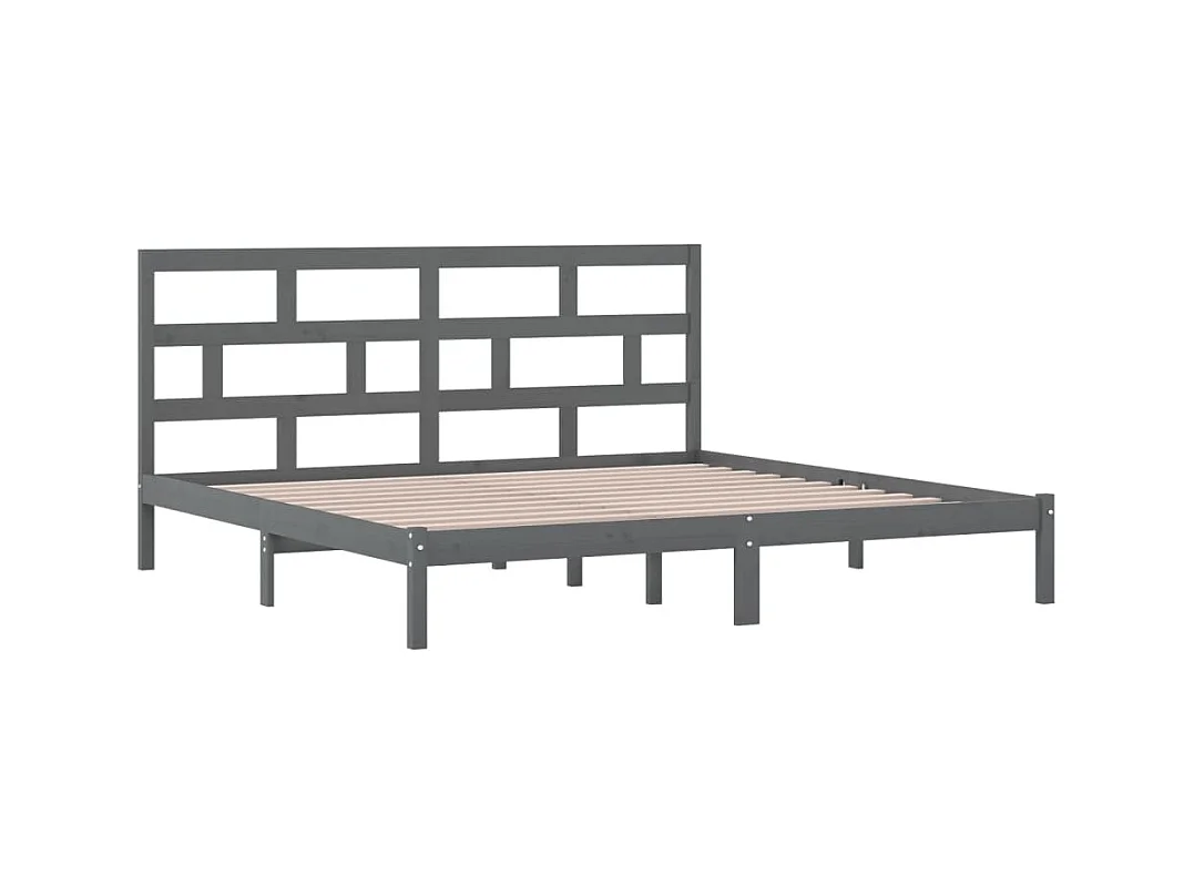 Struttura letto senza materasso Grigio Legno massello di pino 200x200 cm