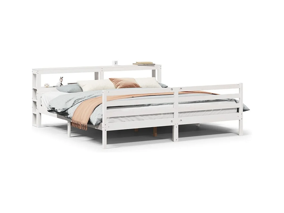 Bedframe met hoofdbord zonder matras wit 200x200 cm