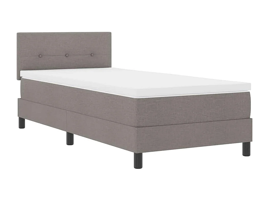 Letto a molle con materasso in tessuto color tortora 90 x 190 cm