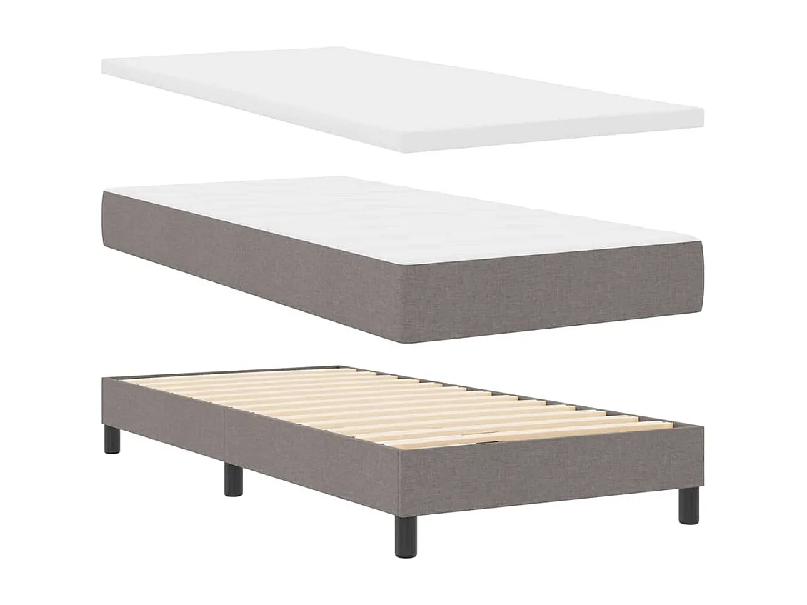 Letto a molle con materasso in tessuto color tortora 90 x 190 cm