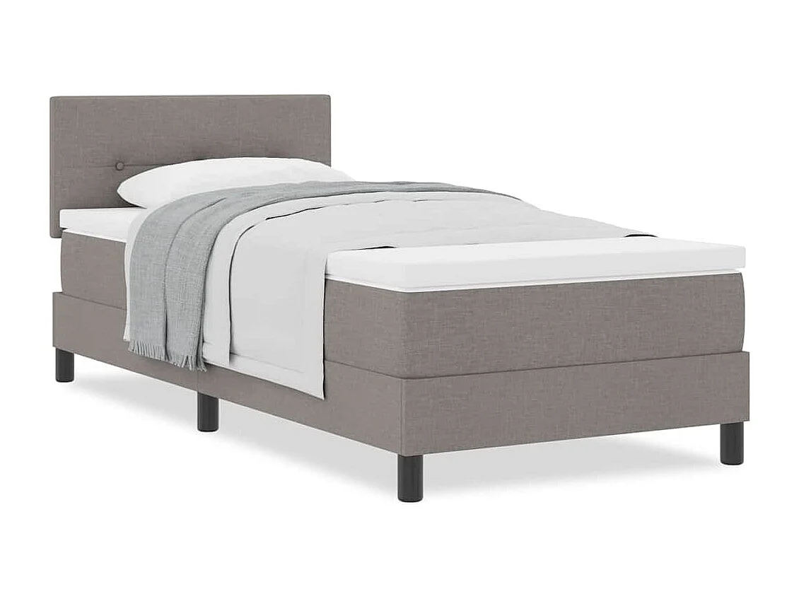 Letto a molle con materasso in tessuto color tortora 90 x 190 cm