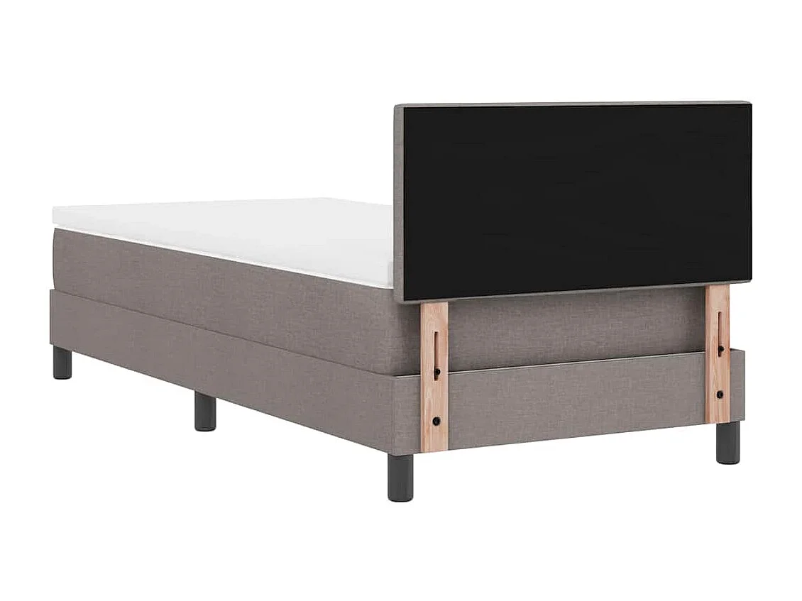 Letto a molle con materasso in tessuto color tortora 90 x 190 cm