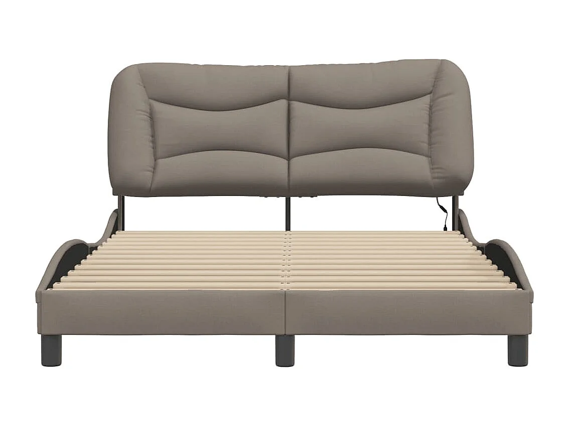Struttura letto con LED senza materasso in tessuto tortora 140x200 cm