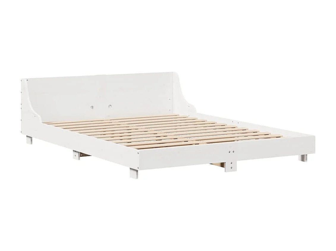 Struttura letto senza materasso bianco 140x190 cm in legno massello di pino