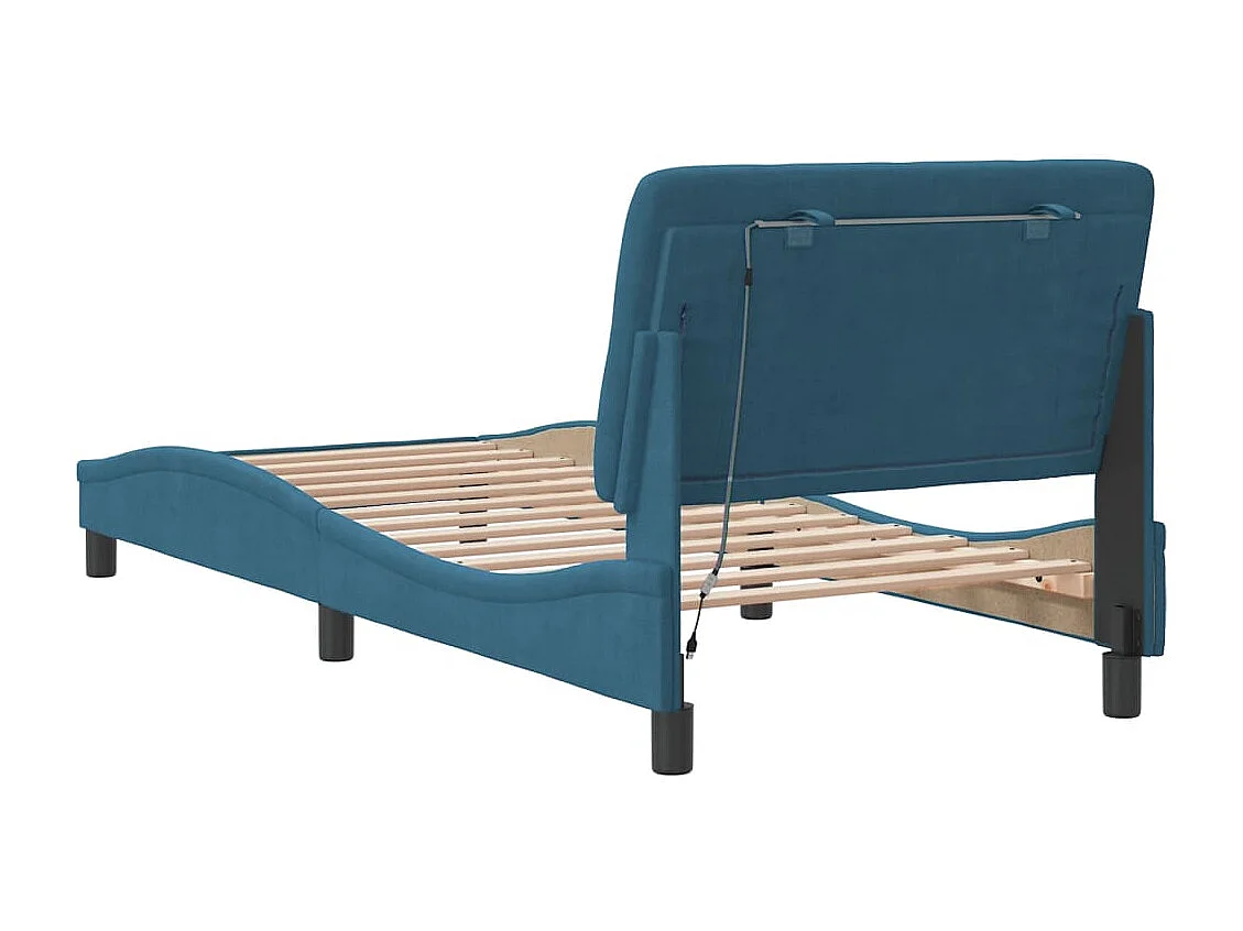 Estructura de cama con LED sin colchón azul 80x200 cm terciopelo