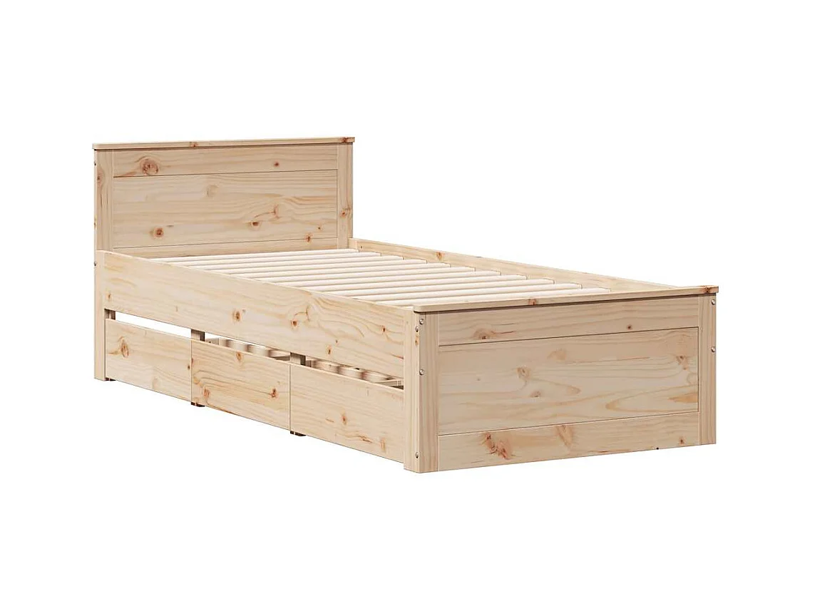 Estructura de cama sin colchón con cabecero 75x190 cm pino macizo
