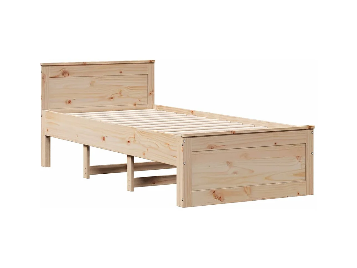Estructura de cama sin colchón con cabecero 75x190 cm pino macizo