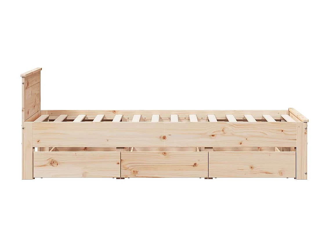 Struttura letto senza materasso con testiera 75x190 cm in pino massello