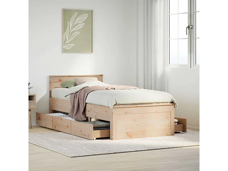 Struttura letto senza materasso con testiera 75x190 cm in pino massello