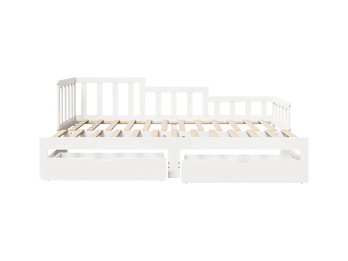 Dagbed met onderschuifbed en lades zonder matras wit 90x190cm