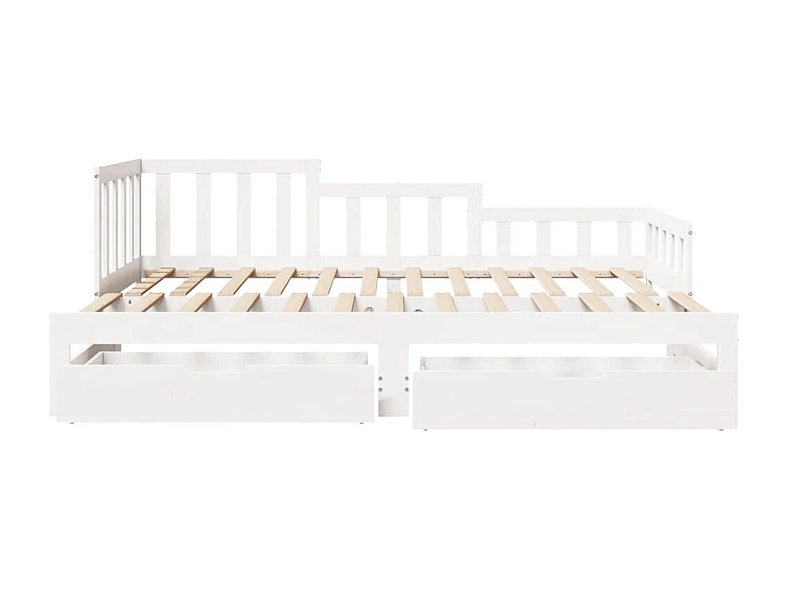 Cama de día con nido y cajones sin colchón blanco 90x190cm