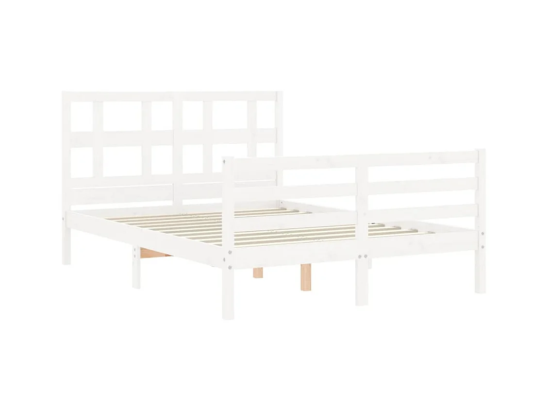 Struttura letto in legno massello bianco senza materasso