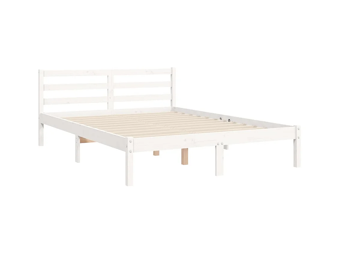 Struttura letto in legno massello bianco senza materasso