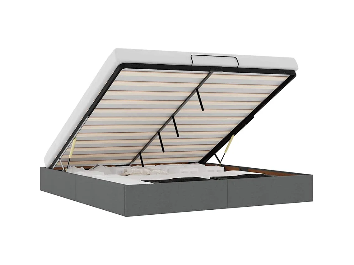 Cadre de lit ottoman sans matelas gris foncé 180x200 cm tissu