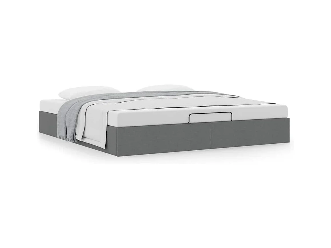 Cadre de lit ottoman sans matelas gris foncé 180x200 cm tissu